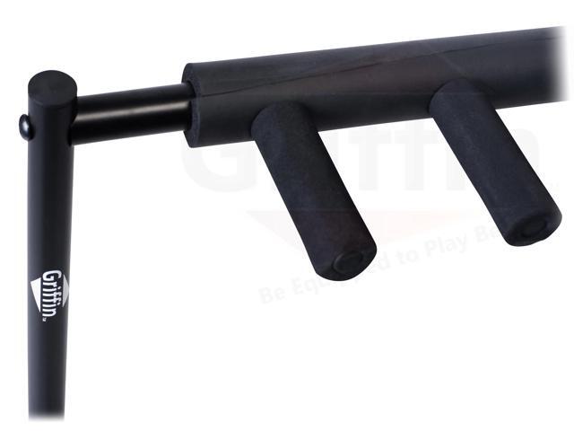 Five Guitar Rack Stand by GRIFFIN Holder for 5 Guitars & Folds Up For Easy Transport Neoprene Tubing Accessories Ideal For Music Bands,...