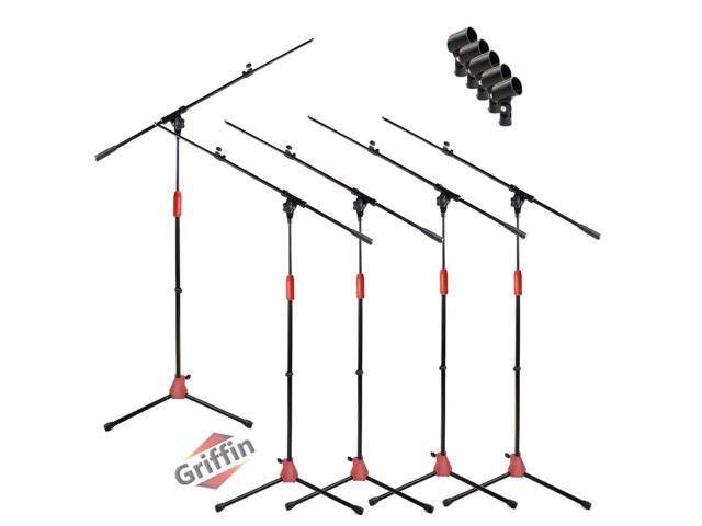 Microphone Boom Stand with Telescopic Arm (Pack of 5) by GRIFFIN Adjustable Holder Mount For Studio Recording Accessories, Singing Vocal Karaoke,...