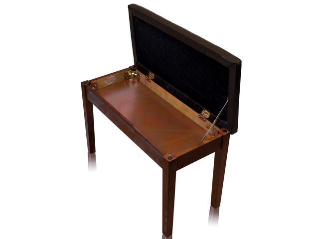 GRIFFIN Brown Wood PU Leather Piano Bench Double Vintage Design, Ergonomic Chair Musicians Keyboard Stool Cushion Duet Seat & Sheet Music...