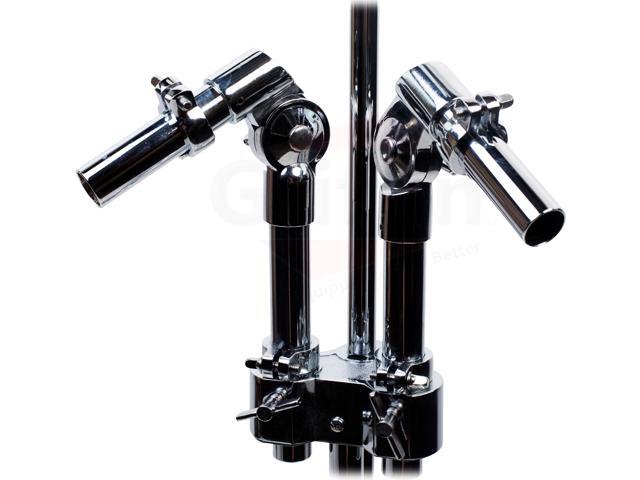 Double Tom Drum Stand with Cymbal Arm by GRIFFIN Drummers Percussion Set Hardware with Dual Drum Mounts Medium Duty Tom Holder with Double...