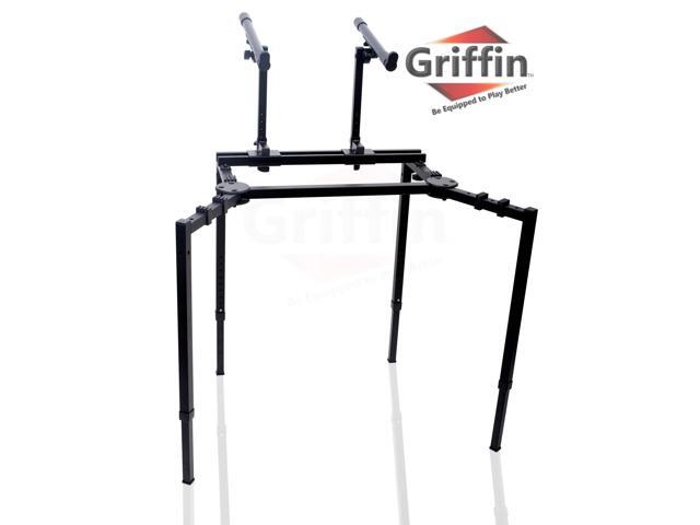 Double Piano Keyboard & Laptop Stand by GRIFFIN 2 Tier/Dual Portable Studio Mixer Rack for Turntables, DJ Coffins, Speakers, Digital Audio Gear &...