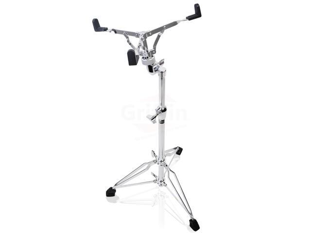 2-PACK- Concert Stand Up Snare Drum Stands by GRIFFIN Tall Adjustable Chrome Height Stand For Drummers Percussion Practice Pads & Drums ...