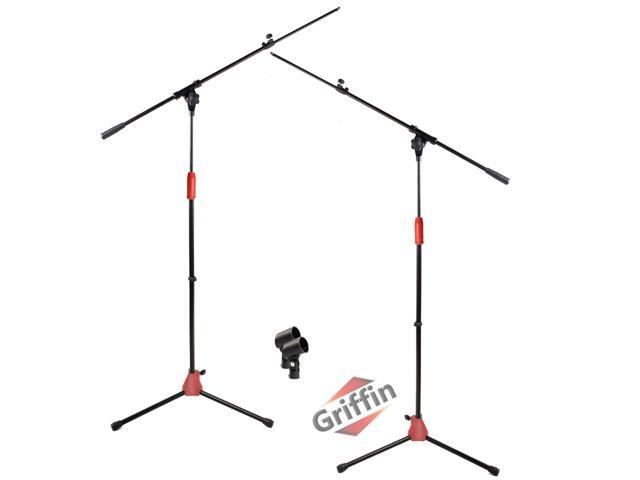 Microphone Stand with Boom Arm (Pack of 2) by GRIFFIN Adjustable Holder Mount For Studio Recording Accessories, Singing Vocal Karaoke, Live Stage...