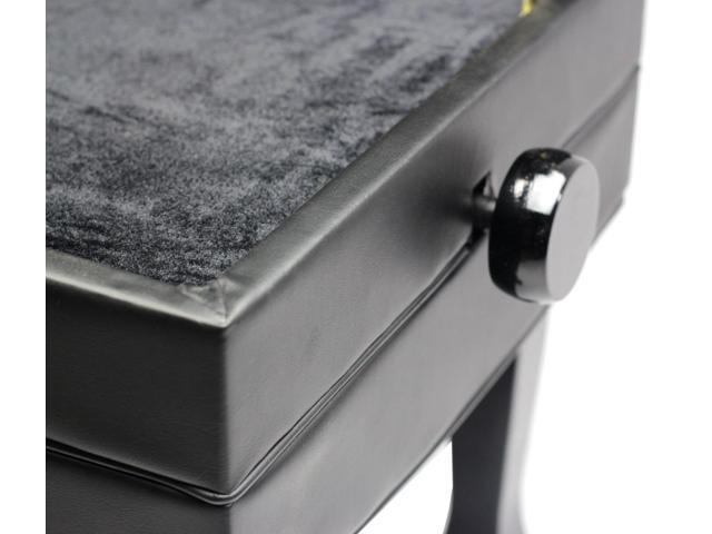 Genuine Leather Adjustable Piano Bench by GRIFFIN Black Solid Wood Vintage Style & Heavy-Duty Ergonomic Keyboard Stool Cushion Seat With...