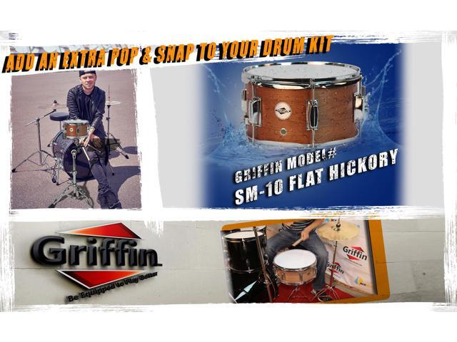 Popcorn Snare Drum by GRIFFIN Soprano Firecracker 10' x 6' Poplar Wood Shell with Hickory PVC Concert Percussion Musical Instrument with...