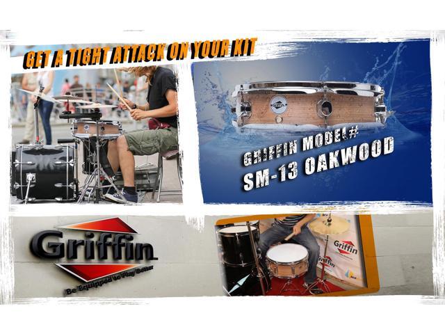 Piccolo Snare Drum 13' x 3.5' by GRIFFIN 100% Poplar Shell with Oak Wood Finish & Coated Drum Head Professional Marching Drummers Deluxe...