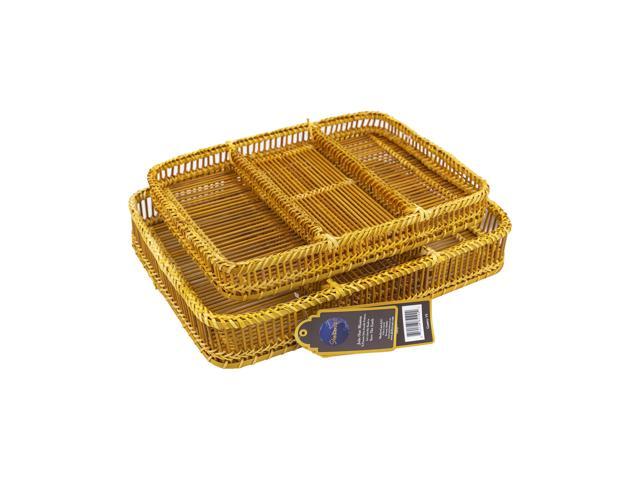 ShelterCast Bamboo Serving Tray for Dinner, Tea, Bar, Table, Breakfast Tray, Good for Parties. 16'l x 12' W x 2'h Gold(Small)