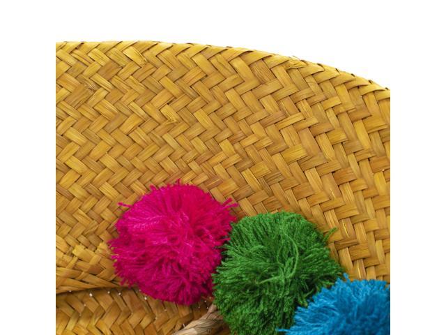 ShelterCast Dyed Seagrass Belly Basket with 8 Pompoms And Handle