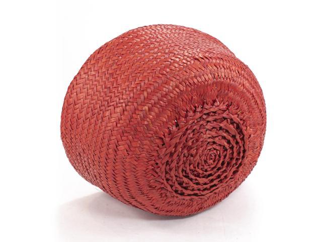 ShelterCast Dyed Seagrass Belly Basket with 8 Pompoms And Handle Red Large