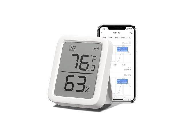 SwitchBot Thermometer & Hygrometer Plus Bluetooth Indoor Humidity Meter and Temperature Sensor with App Control, Large LCD Display, Notification.