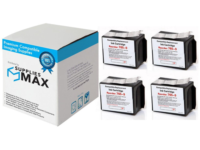 SuppliesMAX Compatible Replacement for Pitney-Bowes DM-300C/DM-400C/DM-450C/DM-475C Mailing System Red Postage Meter Inkjet (4/PK-8000 Page Yield)...