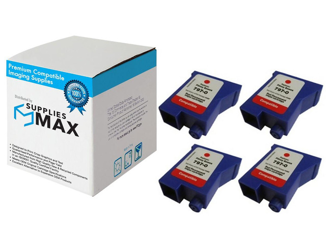 SuppliesMAX Compatible Replacement for Pitney-Bowes DM-50/DM-55/K700/K721 Red Postage Meter Inkjet (4/PK) (797-0_4PK)