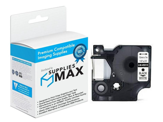 SuppliesMAX Compatible Replacement for Dymo D1 Black on White Label Tape (1/2in