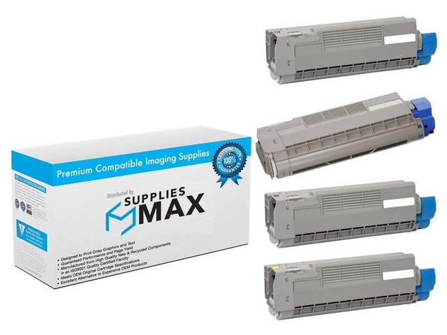 SuppliesMAX Compatible Replacement for Okidata C612DN/C612N Series Toner Cartridge Combo Pack (BK/C/M/Y) (4650750MP)