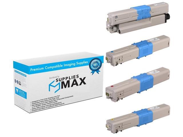 SuppliesMAX Compatible Replacement for Okidata C332dn/C332dnw/MC-363dn/MC-363dnw Toner Cartridge Combo Pack (BK/C/M/Y) (4650870MP)