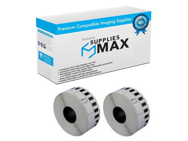 SuppliesMAX Compatible Replacement for Brother White Continuous Film Label Tape (2/PK-1.1in X 100Ft./29 mm x 30.4m) (DK-2210_2PK)