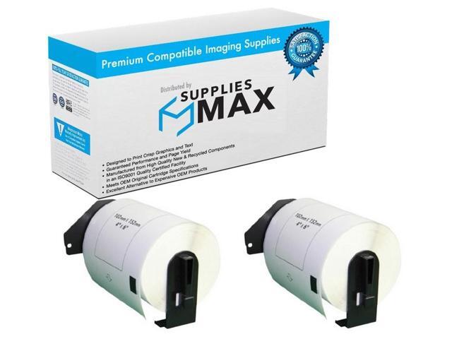 SuppliesMAX Compatible Replacement for Brother White Die-Cut Large Paper White Shipping Label Tape (2/PK-4in X 6in/101mm x 152mm) (DK-1241_2PK)