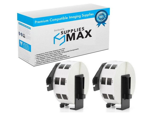 SuppliesMAX Compatible Replacement for Brother White Round Paper Adhesive Label Tape (2/PK-.94 In/24MM Diameter) (1000 Labels) (DK-1218_2PK)