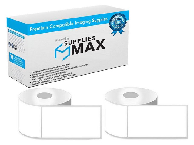 SuppliesMAX Compatible Replacement for Zebra Direct Thermal Labels (4in x 6in/ 1in Core) (2/PK-250 Labels) (DTL4X6-1C_2PK)
