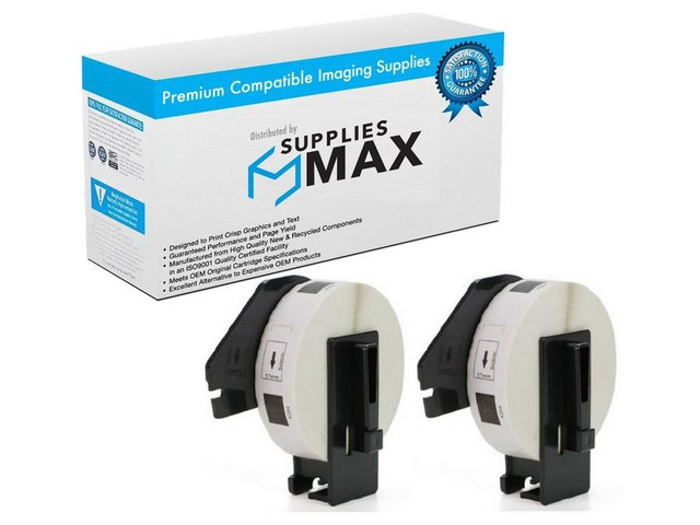 SuppliesMAX Compatible Replacement for Brother White Die-Cut Multi-Purpose/Return Address Label Tape (2/PK-.66in X 2.1in/17mm x 54.3mm) (400...