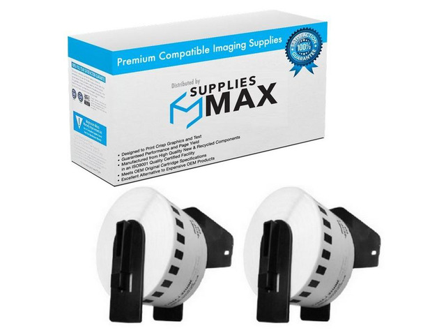 SuppliesMAX Compatible Replacement for Brother White Continuous Length Paper Tape (2/PK-1.5in x 100ft/ 38mm x 30.4m) (DK-2225_2PK)