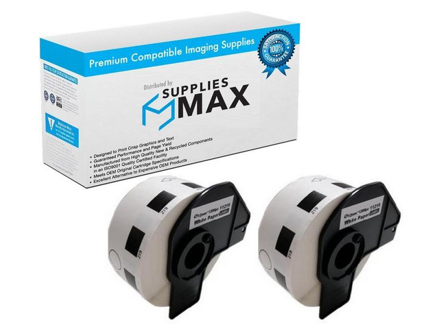 SuppliesMAX Compatible Replacement for Brother White Die-Cut Round Paper Label T