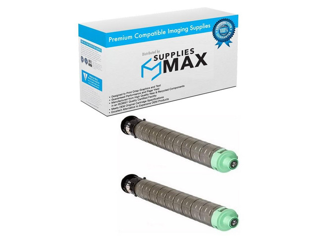 SuppliesMAX Compatible Replacement for Lanier SP-C840DN/SP-C842DN Series Black Toner Cartridge (2/PK-43000 Page Yield) (TYPE SP-C840A) (821255_2PK)
