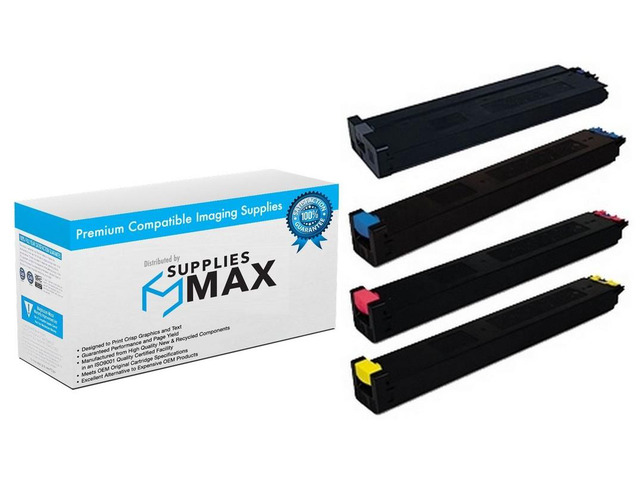 SuppliesMAX Compatible Replacement for Sharp MX-4100N/MX-4101N/MX-5000N/MX-5001N Toner Cartridge Combo Pack (BK/C/M/Y) (MX-50NTMP)