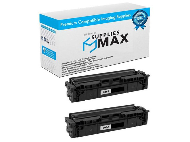 SuppliesMAX Compatible Replacement for HP Color Laser Jet Pro M255/M282MFP/M283MFP Series Black Toner Cartridge (2/PK-1350 Page Yield) (NO. 206A)...