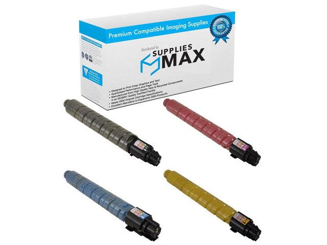 SuppliesMAX Compatible Replacement for Lanier IM-C300/IM-300F/IM-C400F/IM-C400SRF Toner Cartridge Combo Pack (BK/C/M/Y) (TYPE IM-C300) (84237MP)