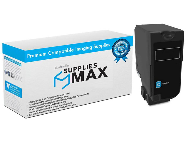 Compatible Lexmark CS-720DE/CS-720DTE/CS-725DE/CS-725DTE Cyan High Yield Toner Cartridge (12000 Page Yield) (74C1HC0)