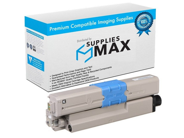 SuppliesMAX Compatible Replacement for Okidata C332dn/C332dnw/MC-363dn/MC-363dnw Black Toner Cartridge (3500 Page Yield) (46508704)