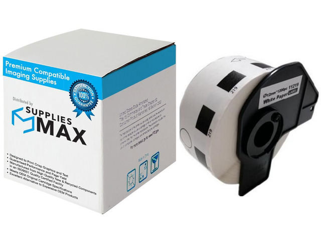 SuppliesMAX Compatible Replacement for Brother White Die-Cut Round Paper Label Tape (.47in/ 12mm Diameter) (1200 Labels) (DK-1219)