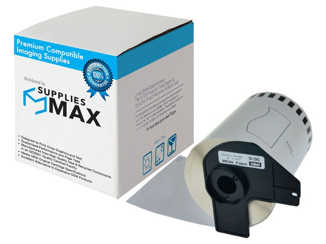 SuppliesMAX Compatible Replacement for Brother White Continuous Length Paper Label Tape (4in. X 100Ft./101mm x 30.4m) (DK-2243)