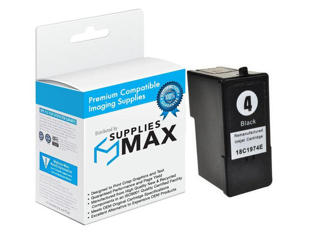 SuppliesMAX Remanufactured Replacement for Lexmark X2690/X4690/X5690/Z2390/Z2490 Black Inkjet (170 Page Yield) (NO. 4) (18C1954)