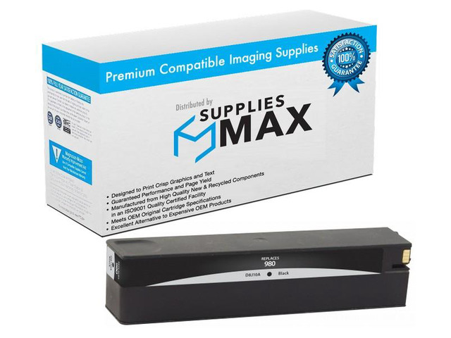 SuppliesMAX Remanufactured Replacement for HP Enterprise OfficeJet X555DN/X555XH/X585DN/X585F/X585Z Black Inkjet (10000 Page Yield) (NO. 980) (D8J10A)