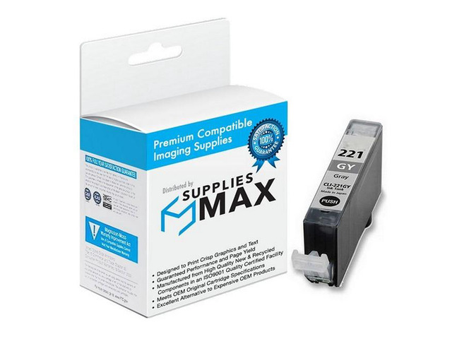 SuppliesMAX Compatible Replacement for Canon PIXMA MP-640/MP-980/MP-990 Gray Inkjet (CLI-221GY) (2950B001)