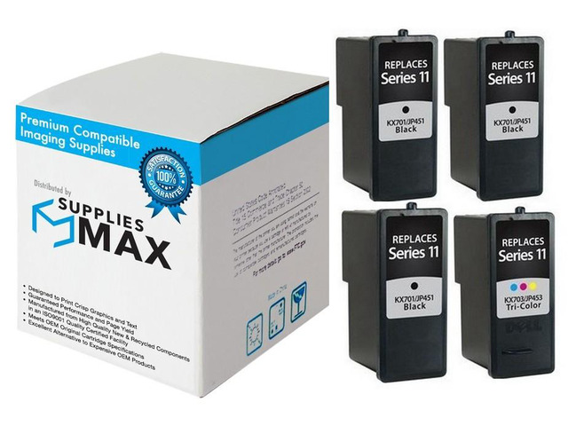 SuppliesMAX Remanufactured Replacement for Dell 948 AIO/V505/V505W Inkjet Combo Pack (3-Black/1-Color) (Series 11) (3B1C948)