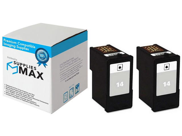 SuppliesMAX Remanufactured Replacement for Lexmark X2600/X2650/X2670/Z2300/Z2320 Black Inkjet (2/PK-175 Page Yield) (NO. 14A) (18C2228)