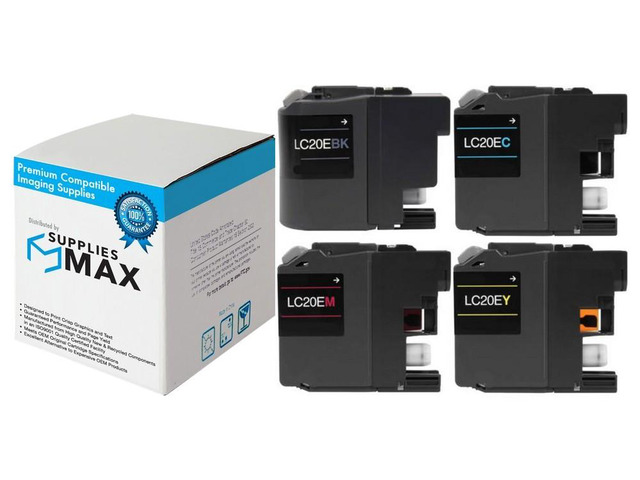 SuppliesMAX Compatible Replacement for Brother MFC-J775DW/MFC-J985DW/MFC-J9520DW Super High Yield Inkjet Combo Pack (BK/C/M/Y) (LC-20EVALBP)