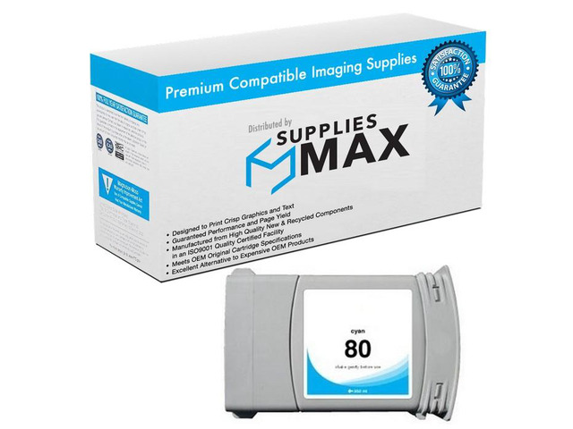 SuppliesMAX Remanufactured Replacement for HP DesignJet 1050C/DesignJet 1055CM Series Cyan High Yield Wide Fomat Inkjet (350ML-4400 Page Yield)...