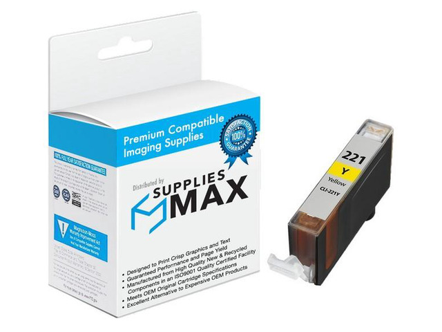 SuppliesMAX Compatible Replacement for Canon PIXMA iP-3600/iP-4600/iP-4700/MP-560/MP-640/MP-860/MP-980/MP-990/SFP1/SFP2 Yellow Inkjet (CLI-221Y)...