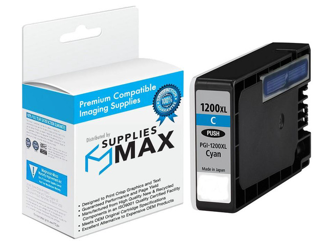 SuppliesMAX Compatible Replacement for Canon MAXIFY MB-2020/MB-2120/MB-2320/MB-2720 Cyan High Yield Inkjet (900 Page Yield) (PGI-1200XLC) (9196B001)
