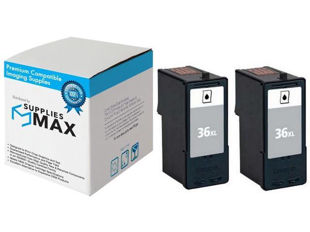 SuppliesMAX Remanufactured Replacement for Lexmark X3650/X4650/X5650/X6650/X6675/Z2420 Black High Yield Inkjet (2/PK-475 Page Yield) (NO. 36XL)...