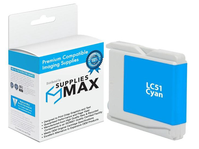 SuppliesMAX Compatible Replacement for Brother DCP-130/DCP-350/DCP-540/DCP-770/MFC-230/MFC-440/MFC-660/MFC-885/MFC-3360/MFC-5860C Cyan Inkjet (400...