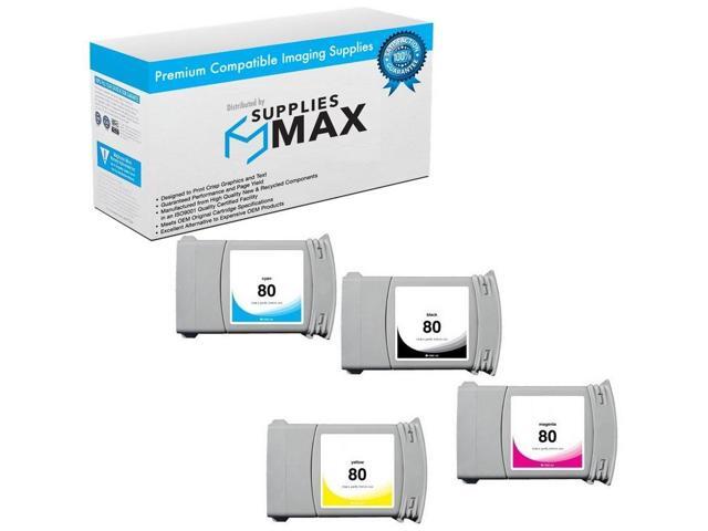 SuppliesMAX Remanufactured Replacement for HP DesignJet 1050C/DesignJet 1055CM Series High Yield Wide Fomat Inkjet Combo Pack (BK/C/M/Y)...