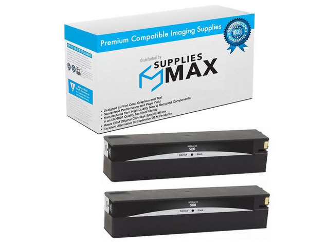 SuppliesMAX Remanufactured Replacement for HP Enterprise OfficeJet X555DN/X555XH/X585DN/X585F/X585Z Black Inkjet (2/PK-10000 Page Yield) (NO. 980)...