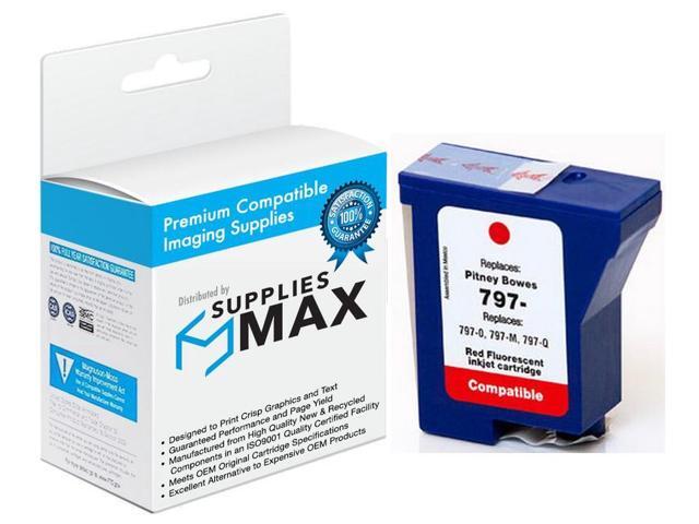 SuppliesMAX Compatible Replacement for Pitney-Bowes DM-50/DM-55/K700/K721 Red Postage Meter Inkjet (797-0)