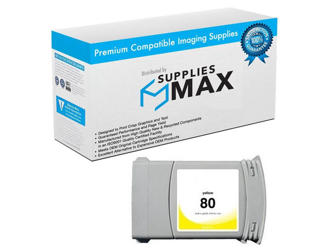 SuppliesMAX Remanufactured Replacement for HP DesignJet 1050C/DesignJet 1055CM Series Yellow High Yield Wide Fomat Inkjet (350ML-4400 Page Yield)...