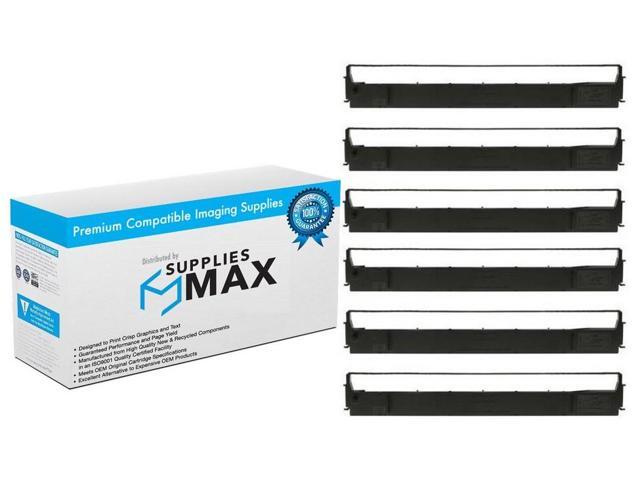 SuppliesMAX Compatible Replacement for FX-100/FX-105/FX-1000/FX-1050/FX-1180/LX-1000/MX-100/MX-105/RX-100 Black Printer Ribbons (6/PK) (8755)